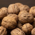Close up of a pile of walnuts